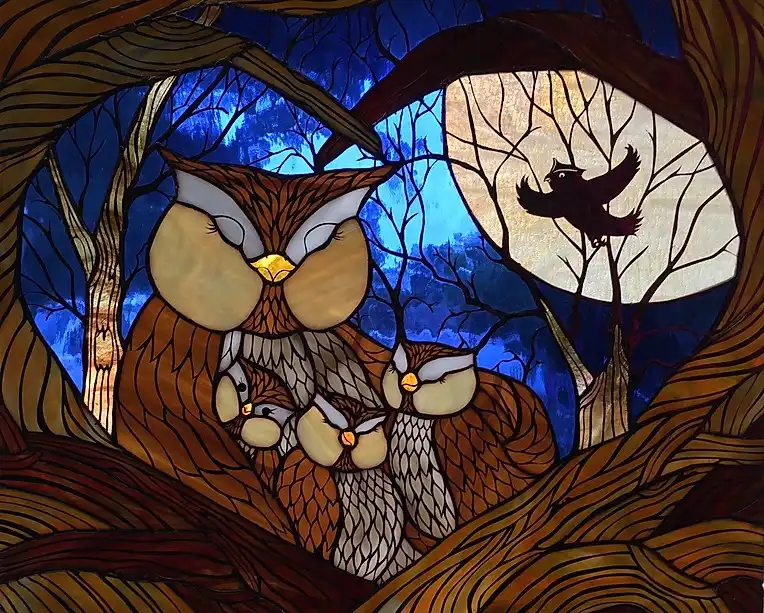 Margo-D-Marquette-Aesop's-Tiffany-Glass-Fall-&-Winter-Animal-Panels (12)