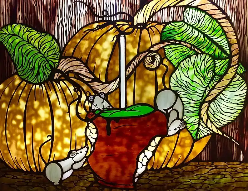 Margo-D-Marquette-Aesop's-Tiffany-Glass-Fall-&-Winter-Animal-Panels (15)