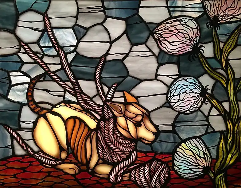 Margo-D-Marquette-Aesop's-Tiffany-Glass-Spring & Summe Animal Panels (15)