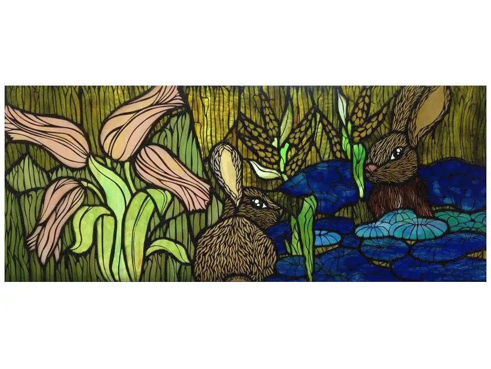 Margo-D-Marquette-Aesop's-Tiffany-Glass-Spring & Summe Animal Panels (35)